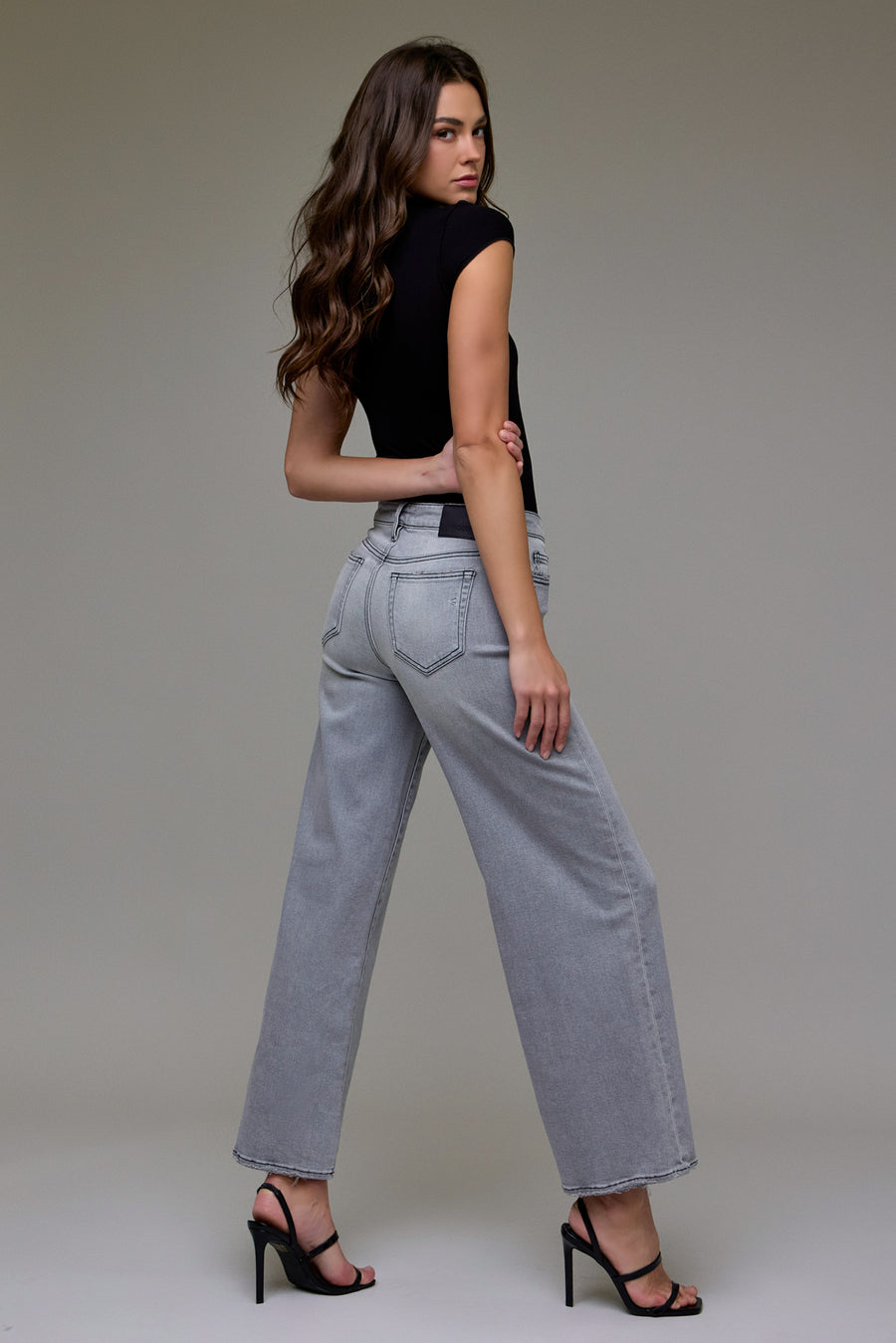 [NORI] Light Grey Clean Stretch Mid Rise Extra Wide leg