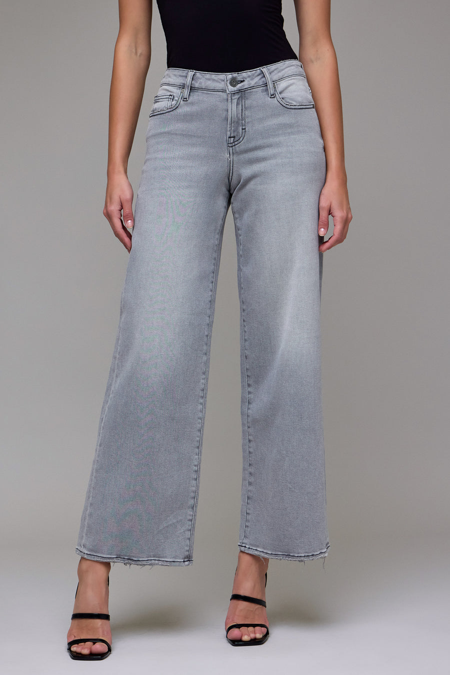 [NORI] Light Grey Clean Stretch Mid Rise Extra Wide leg