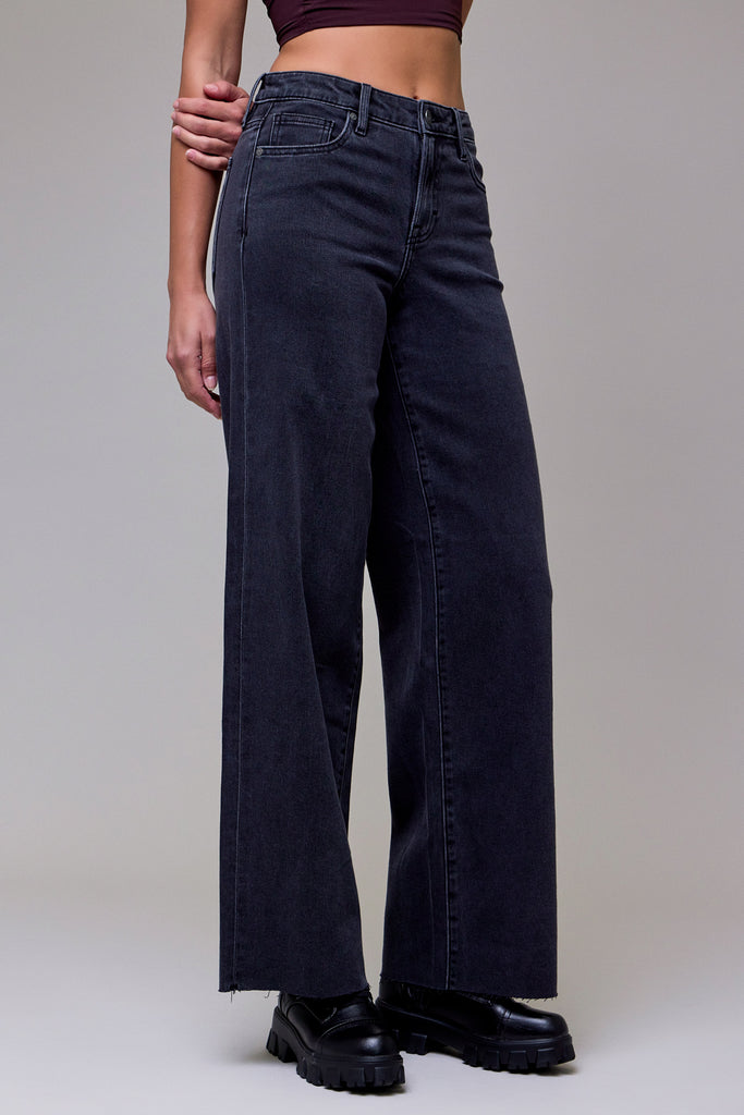 [NORI] Charcoal Wash Clean Stretch High Rise Wideleg