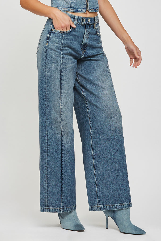 [NORI] MEDIUM DARK MOTO SEAM EXTRA WIDELEG