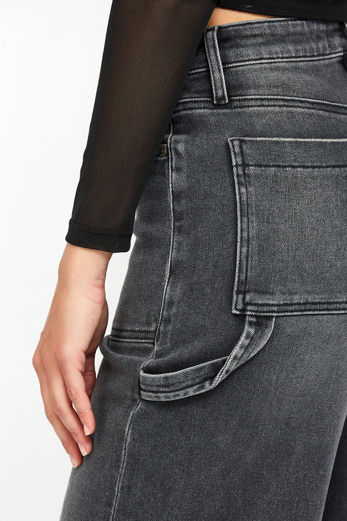 [NORI] GREY WASH 33" INSEAM CARPENTER WIDELEG