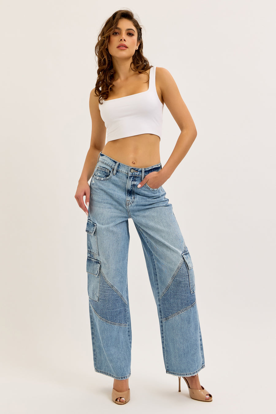 [NORI] Medium Light Moto Carpenter 31" Inseam Wide leg