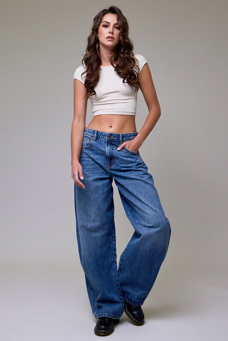 [SAMMIE] Medium Dark Clean Classic High Rise Fit Jeans