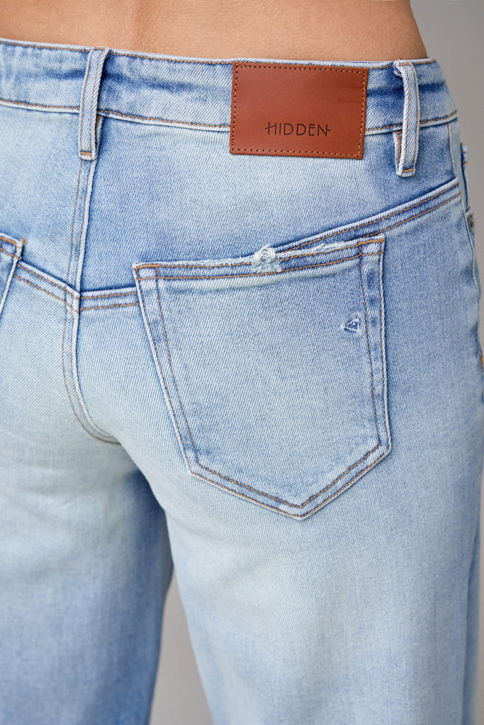 [NORI] Light Wash Distressed Stretch 33" Inseam Wide leg
