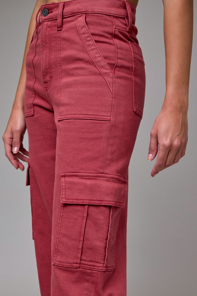 [LOGAN] Marsala Wash Cargo Stretch Dad Jean