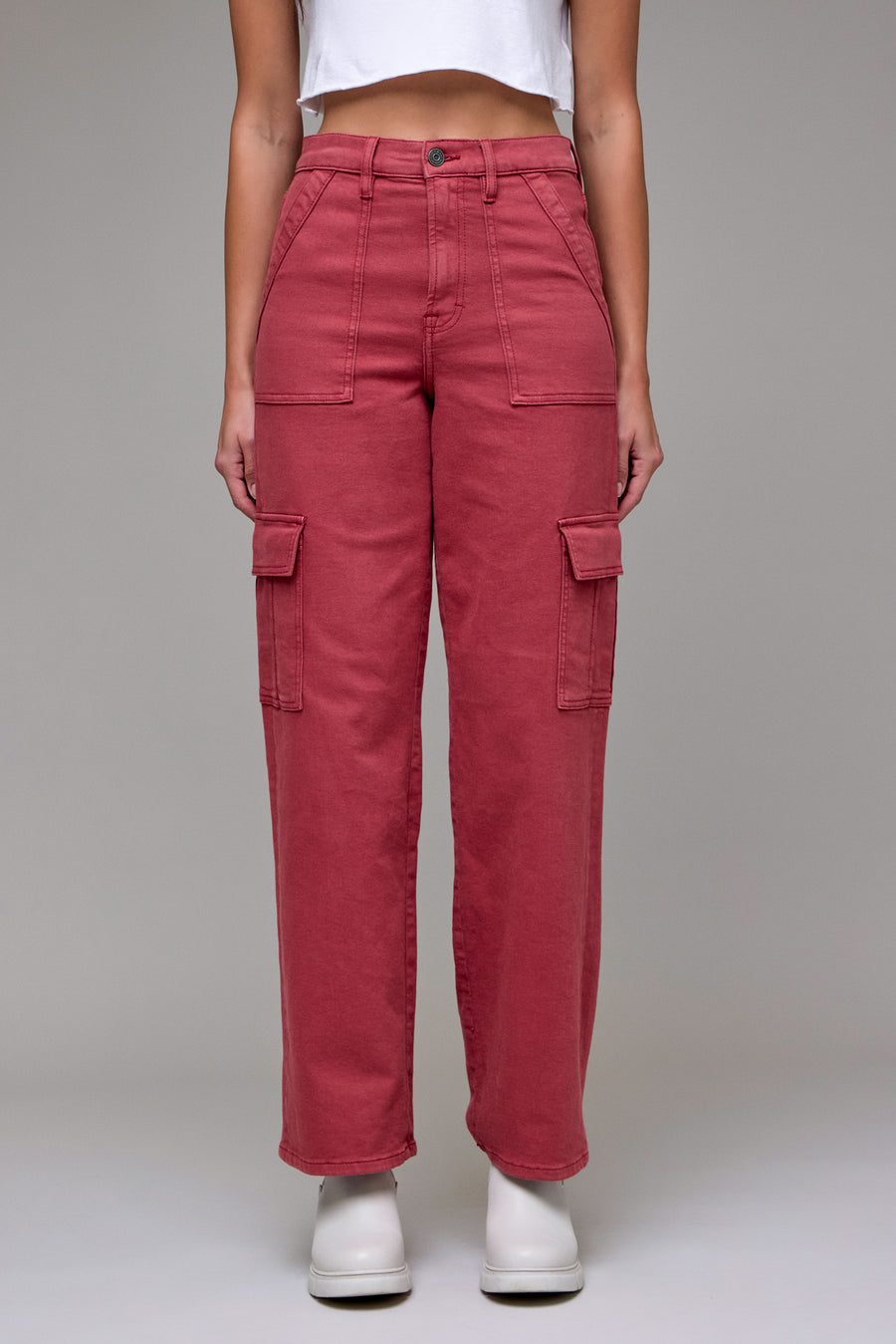 [LOGAN] Marsala Wash Cargo Stretch Dad Jean