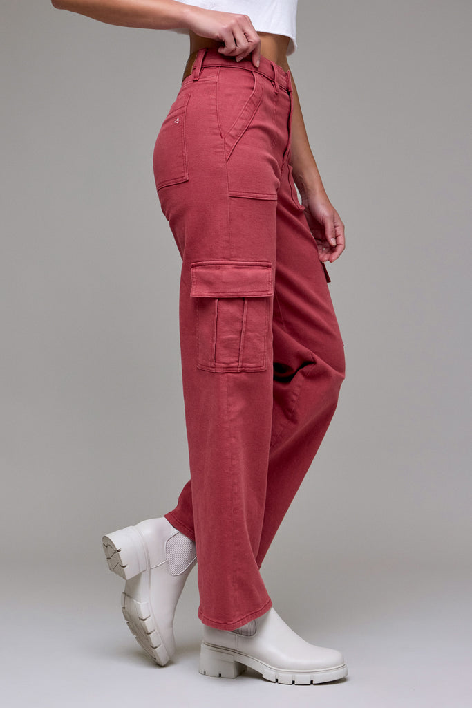 [LOGAN] Marsala Wash Cargo Stretch Dad Jean