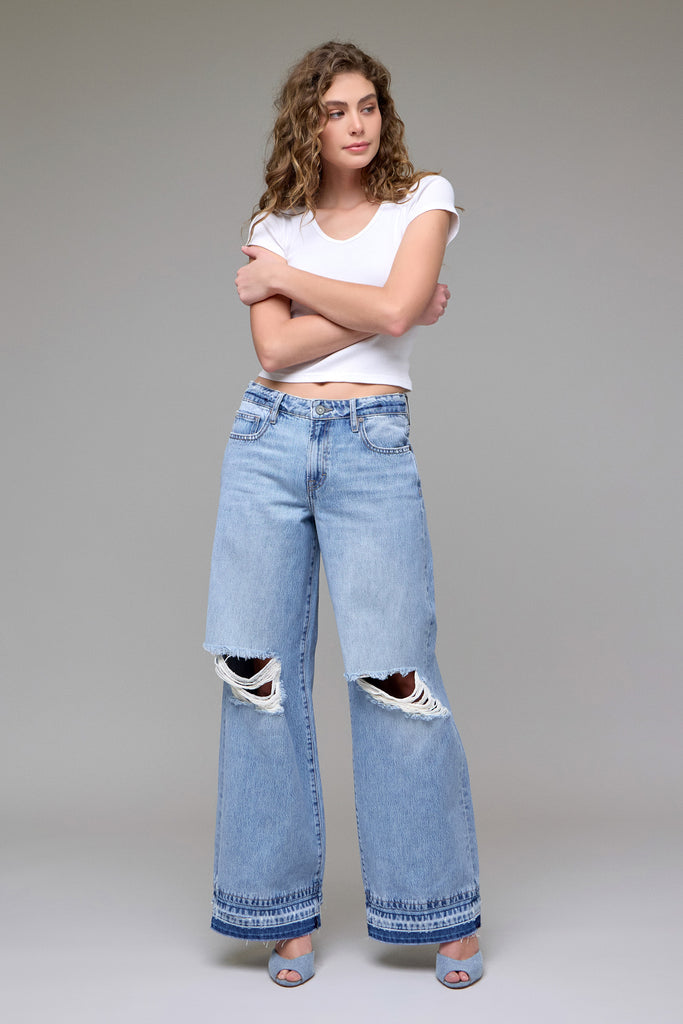[NORI] Medium Wash Classic Low Rise Extra Wide leg