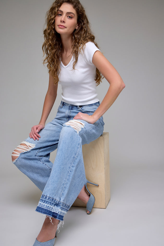 [NORI] Medium Wash Classic Low Rise Extra Wide leg