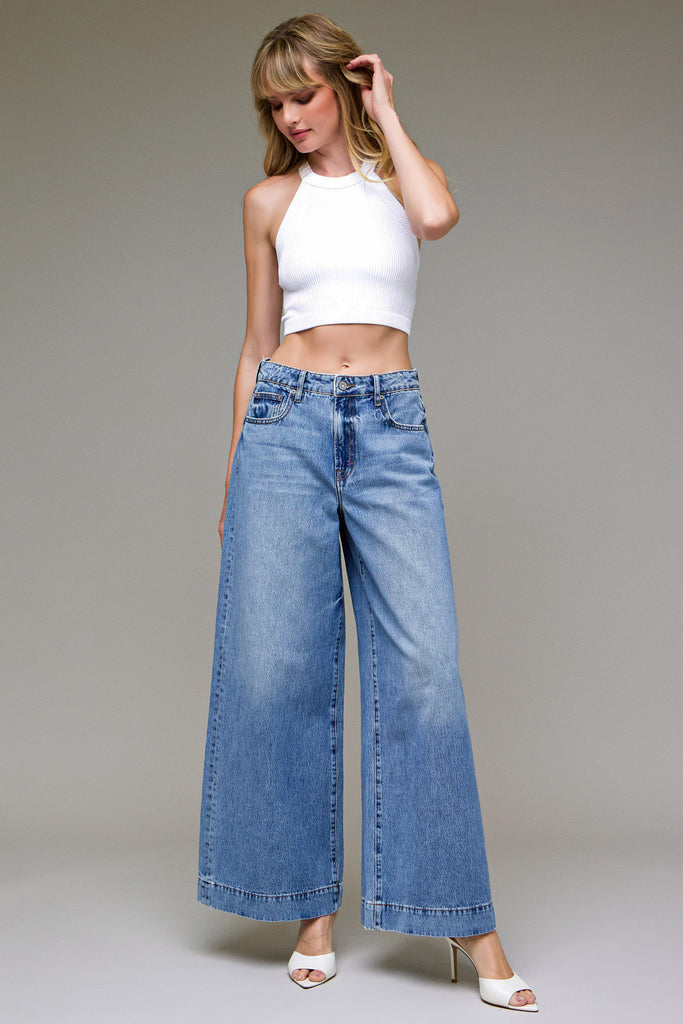 [NORI] Medium Dark Clean Classic High Rise Wide leg