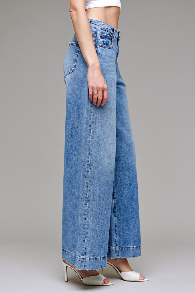 [NORI] Medium Dark Clean Classic High Rise Wide leg