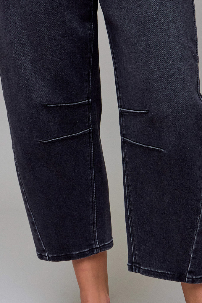 [SAMMIE] Medium Grey Stretch Cropped Barrel Jean