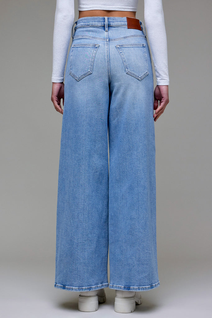 [NORI] Medium Light Clean Stretch High Rise Wide Leg