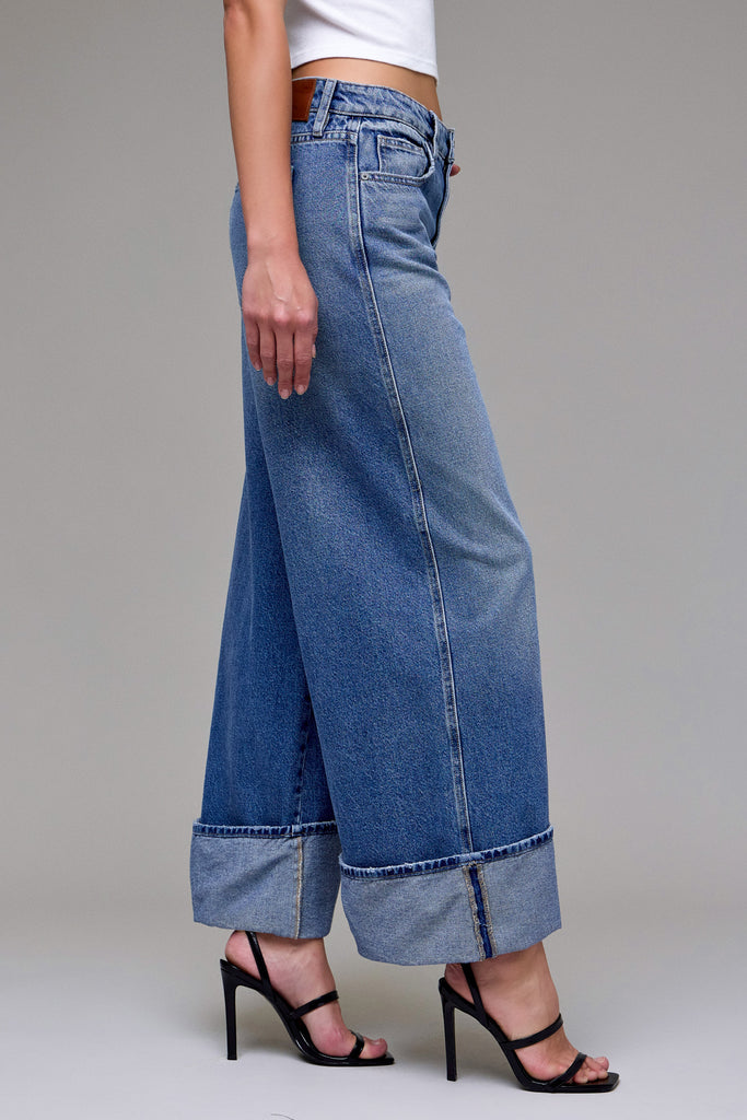 [NORI] Medium Dark Classic Cuffed High Rise Oversized Wide Leg