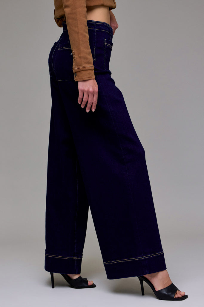 [NORI] Rinse Wash Fashion Patch Pocket Super Wide Leg