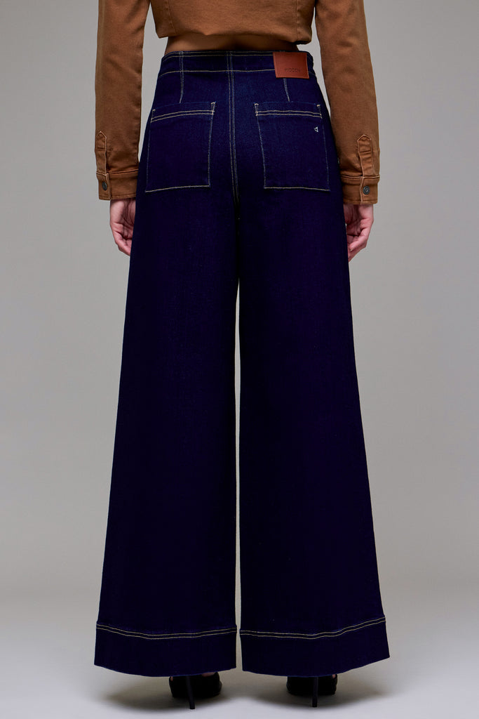 [NORI] Rinse Wash Fashion Patch Pocket Super Wide Leg