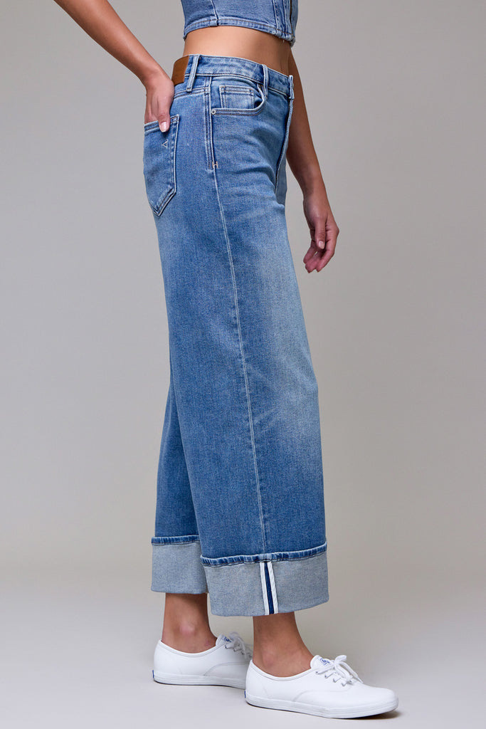 [NORI] Medium Dark Clean Stretch Wide leg