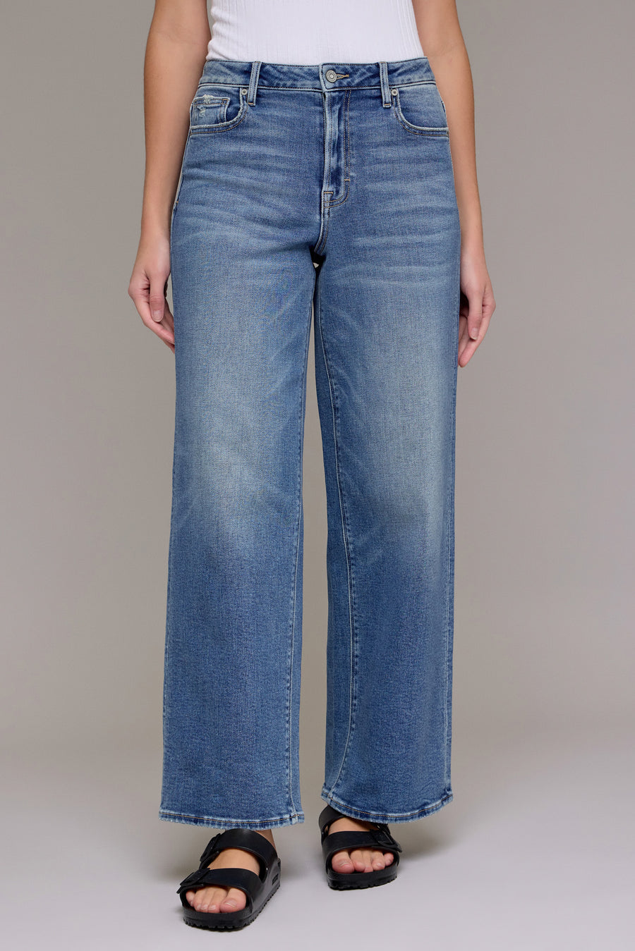 [NORI] Medium Dark Clean Stretch Wide leg