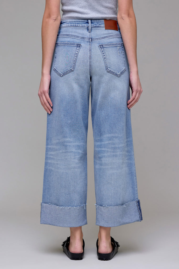 [NORI] Medium Light Cuffed Crop Wide leg