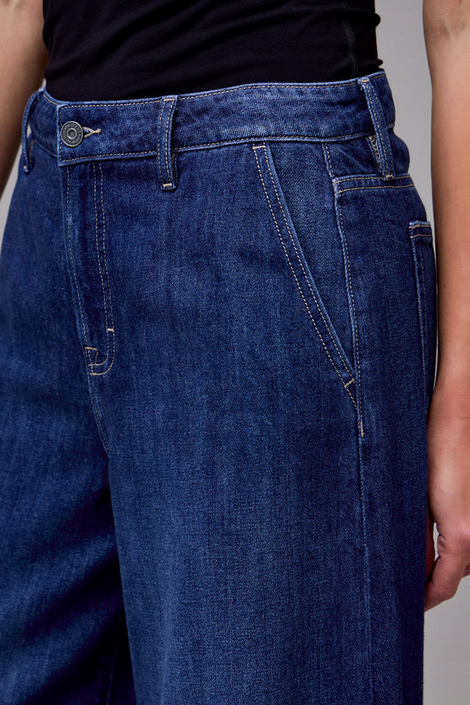 [NORI] Dark Wash Clean Soft High Rise Super Wide Leg