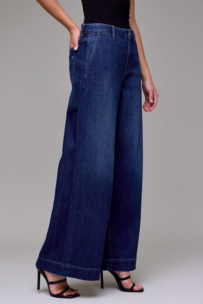 [NORI] Dark Wash Clean Soft High Rise Super Wide Leg
