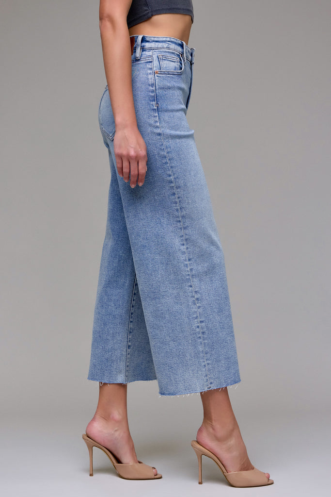 [NORI] Medium Light Clean Stretch Cropped Wide leg