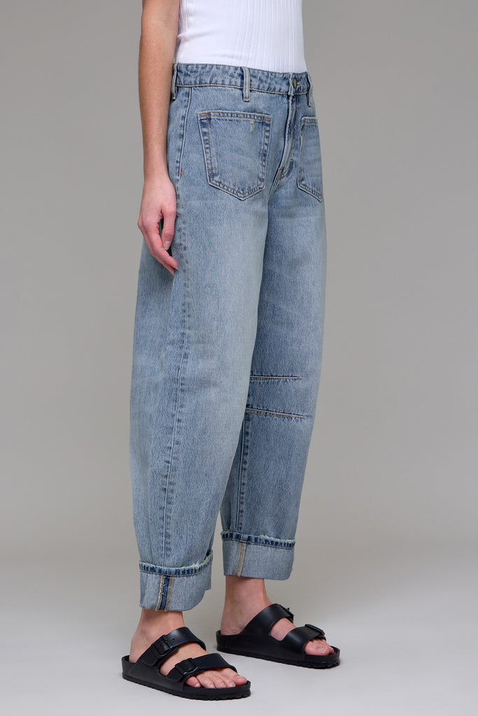 [SAMMIE] Medium Dark Cropped Classic Cuffed Barrel Jean
