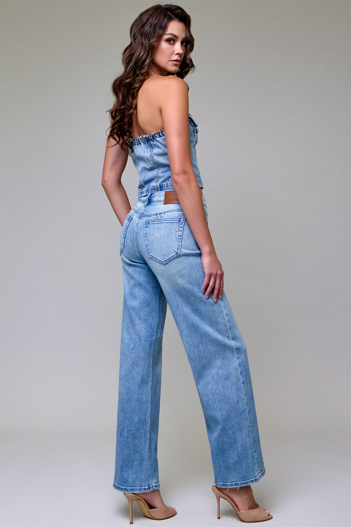 [LOGAN] Vintage Wash Stretch Mid Rise Dad Jean