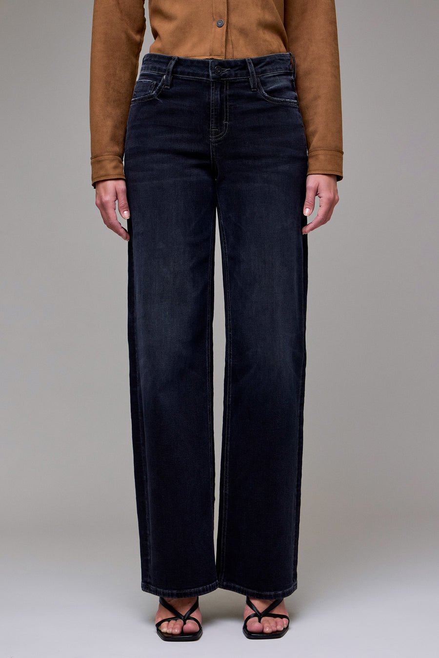 [LOGAN] Charcoal Wash Mid Rise Stretch 33" Inseam Dad Jean