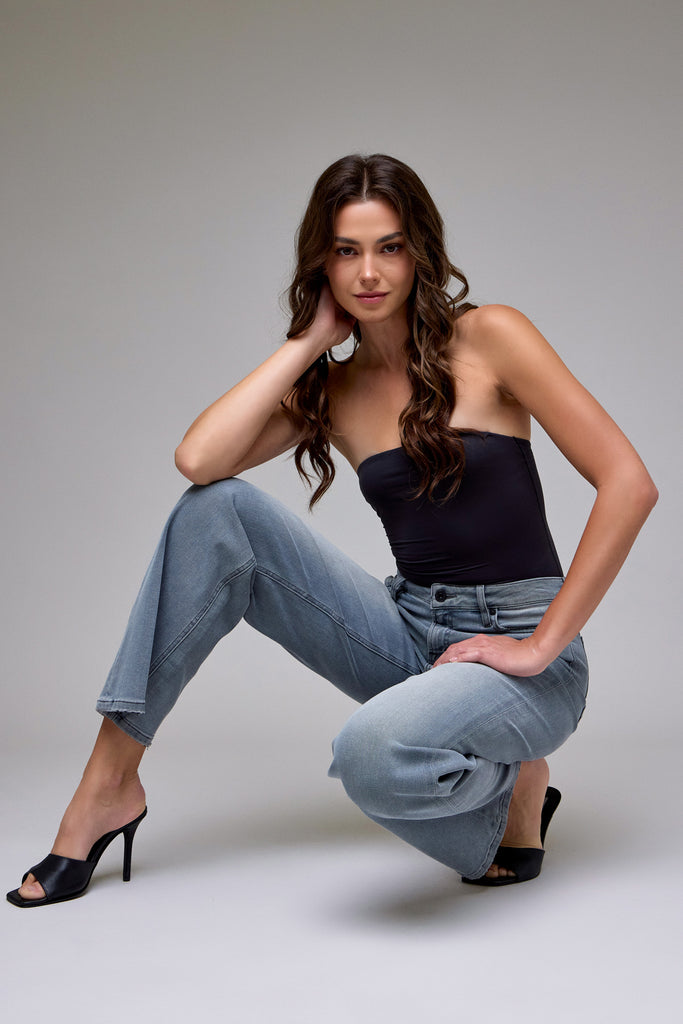 [LOGAN] Light Grey Stretch Mid Rise Dad Jean