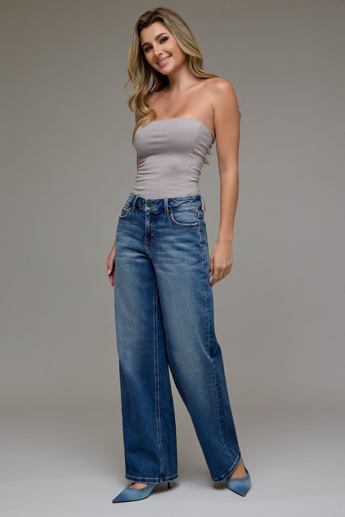 [LOGAN] Dark Vintage Mid Rise 31" Inseam Dad Jean