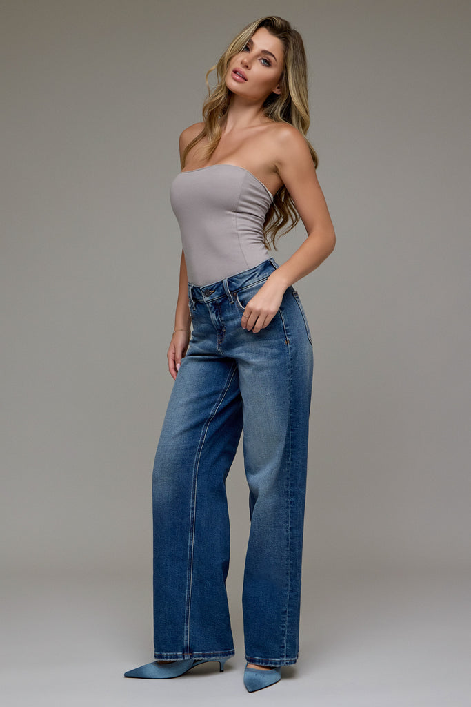 [LOGAN] Dark Vintage Mid Rise 31" Inseam Dad Jean