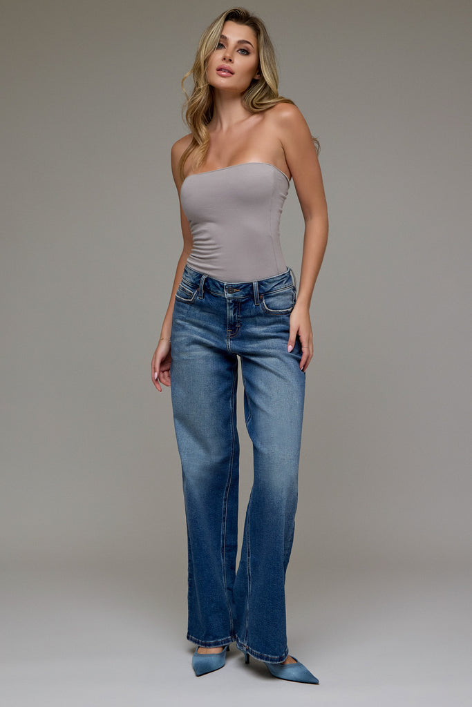 [LOGAN] Dark Vintage Mid Rise 31" Inseam Dad Jean