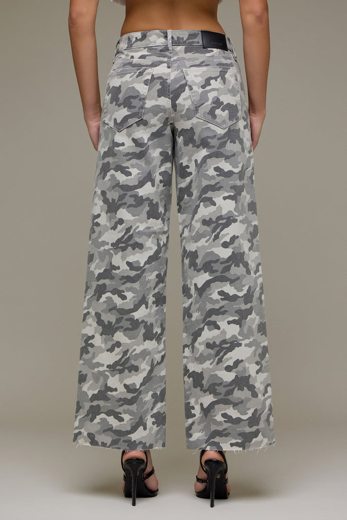 [NORI] Grey Camo High Rise 32" Inseam Extra Wide leg
