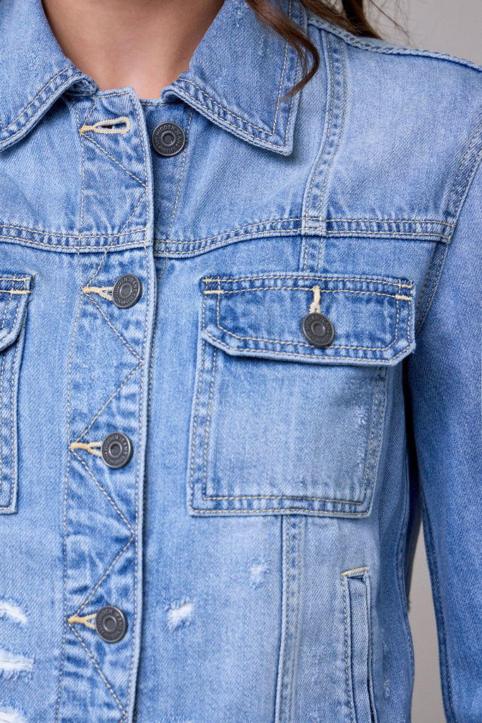[REBEL] LIGHT WASH FRAYED JACKET
