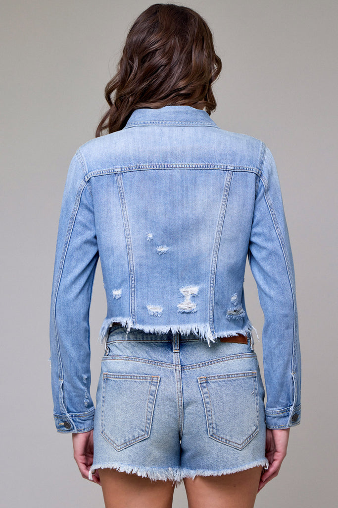 [REBEL] LIGHT WASH FRAYED JACKET