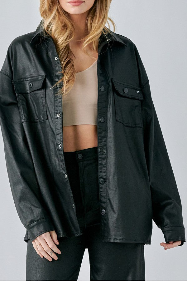 ABBEY <p/> COATED OVERSIZED SHIRT