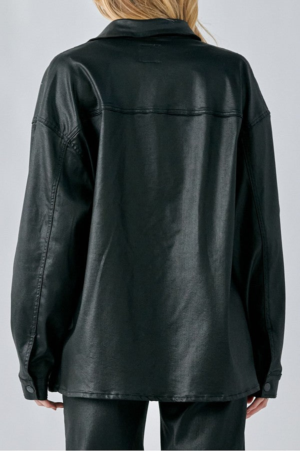 ABBEY <p/> COATED OVERSIZED SHIRT