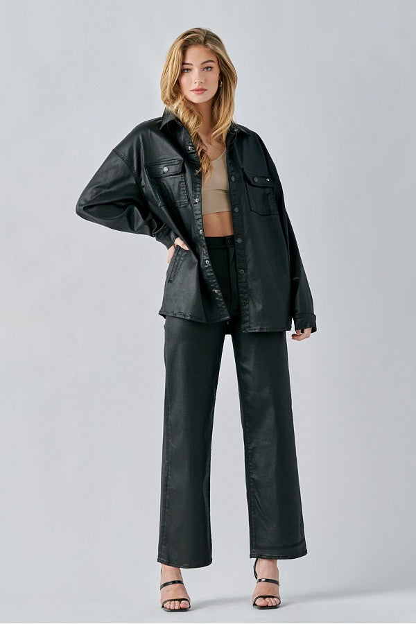 ABBEY <p/> COATED OVERSIZED SHIRT