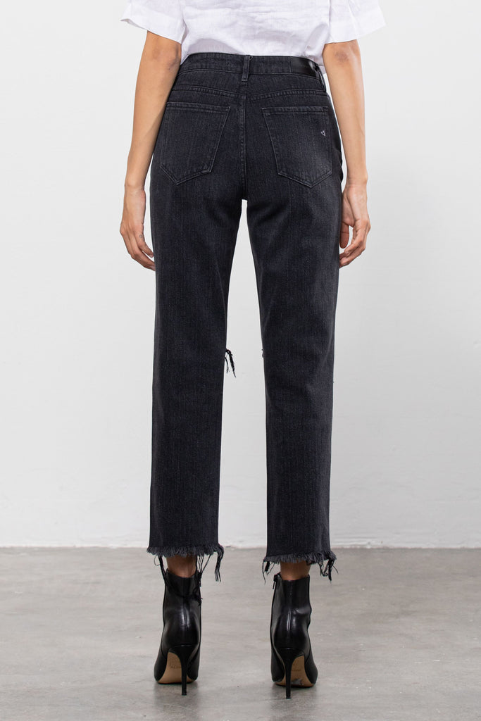 TRACEY <p/> CHARCOAL BLACK TWO TONE DISTRESSED STRAIGHT FIT