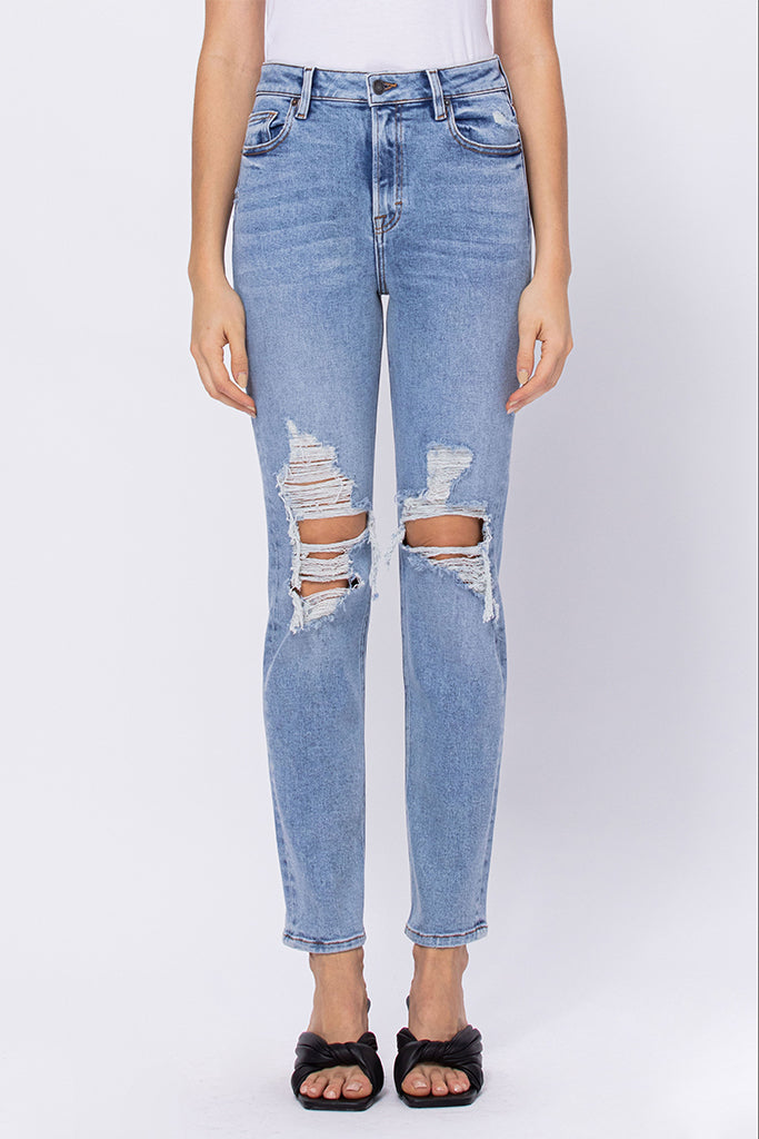ZOEY DISTRESSED MOM JEAN