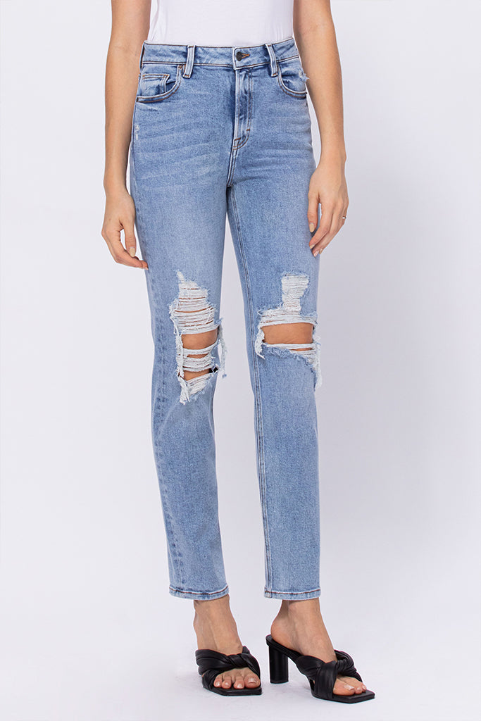 ZOEY DISTRESSED MOM JEAN