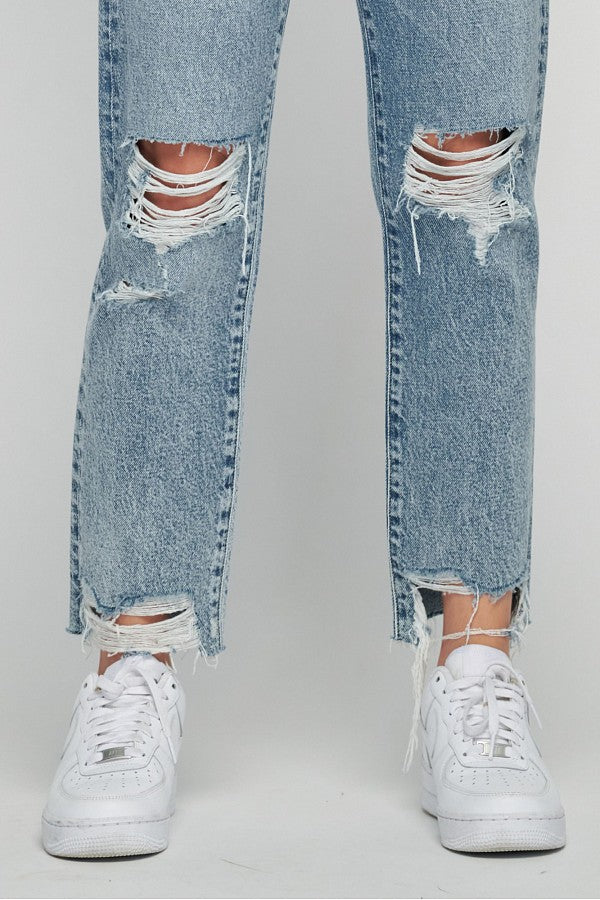 TRACEY  <p/> ACID WASH CLASSIC CROPPED STRAIGHT JEAN