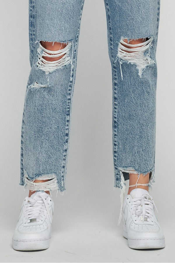 TRACEY  <p/> ACID WASH CLASSIC CROPPED STRAIGHT JEAN