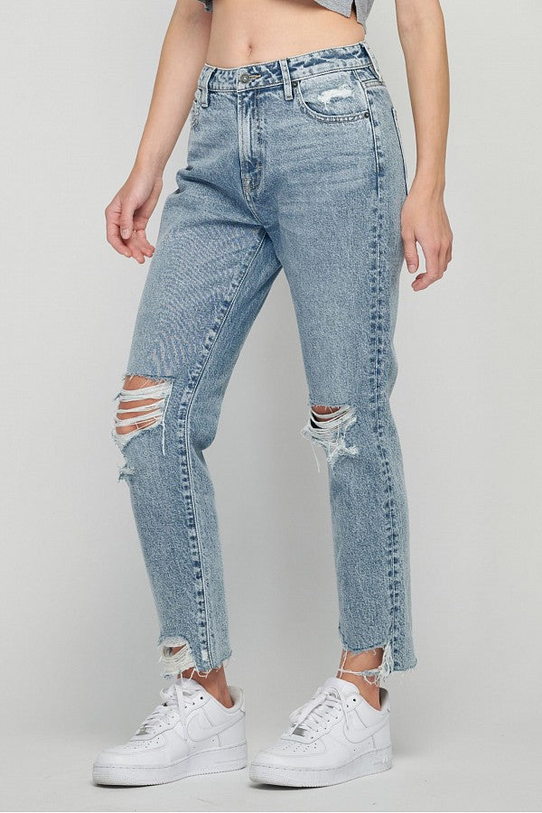 TRACEY  <p/> ACID WASH CLASSIC CROPPED STRAIGHT JEAN