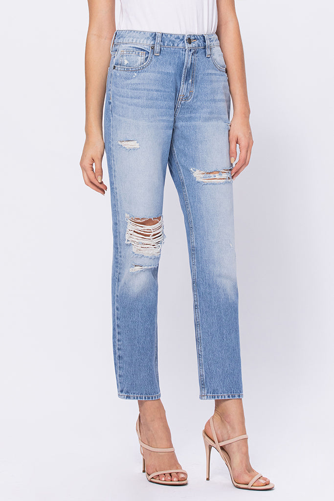 ZOEY <p/> MEDIUM LIGHT WASH BASIC MOM JEAN