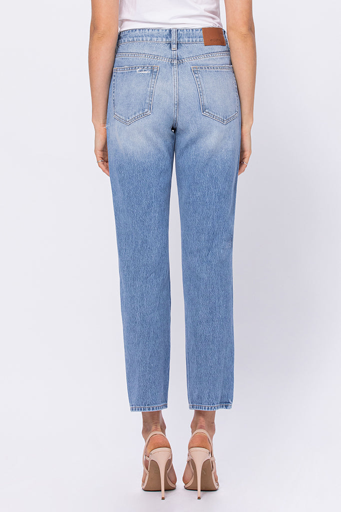 ZOEY <p/> MEDIUM LIGHT WASH BASIC MOM JEAN