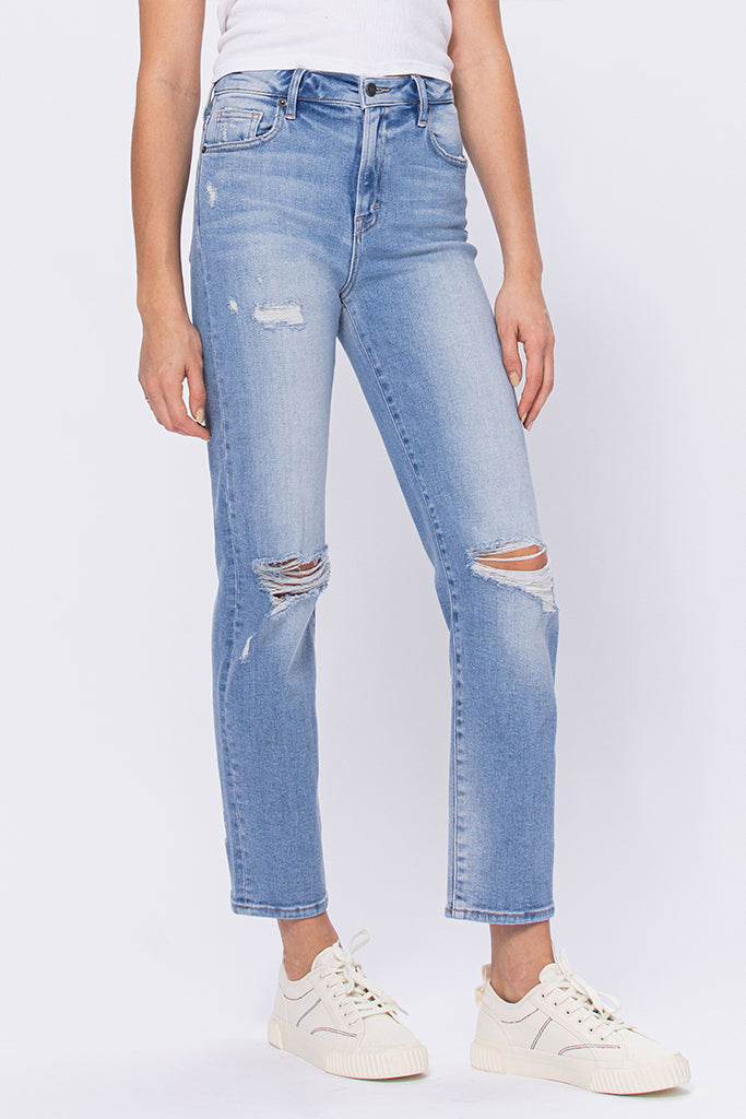 TRACEY <p/> LIGHT WASH CLASSIC STRETCH STRAIGHT JEAN