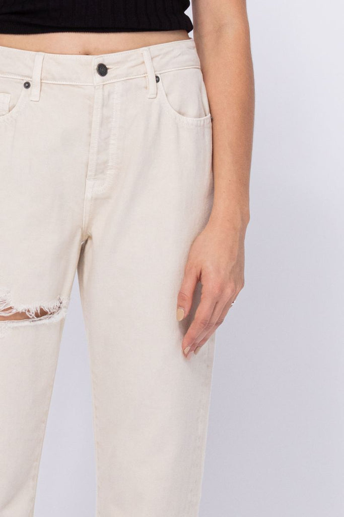 TRACEY  <p/> CREAM COLOR CLASSIC STRAIGHT JEAN