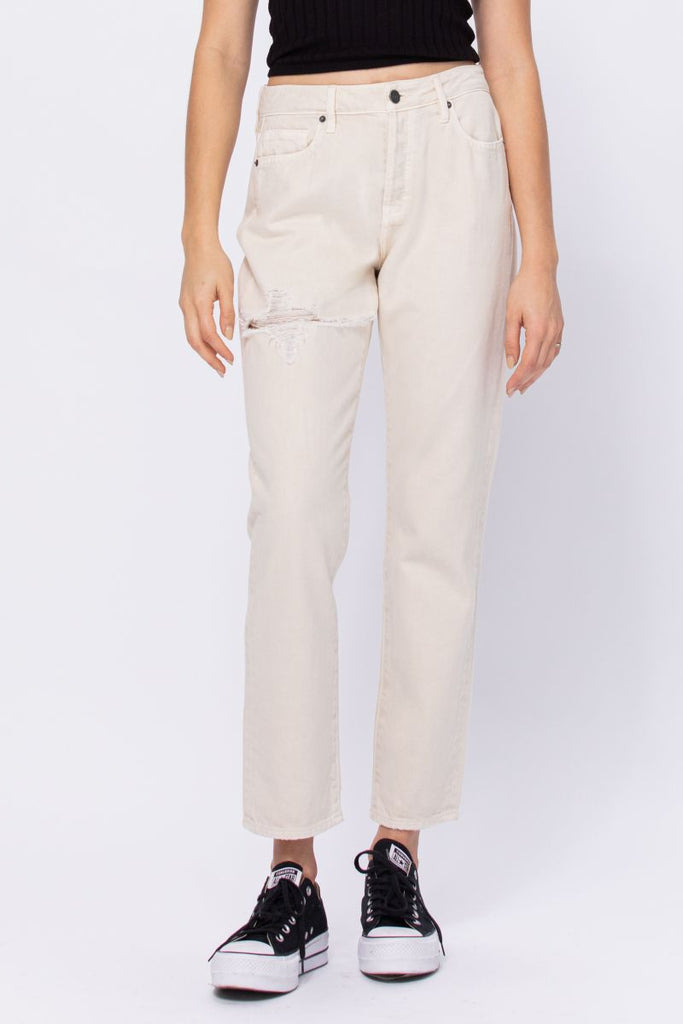 TRACEY  <p/> CREAM COLOR CLASSIC STRAIGHT JEAN
